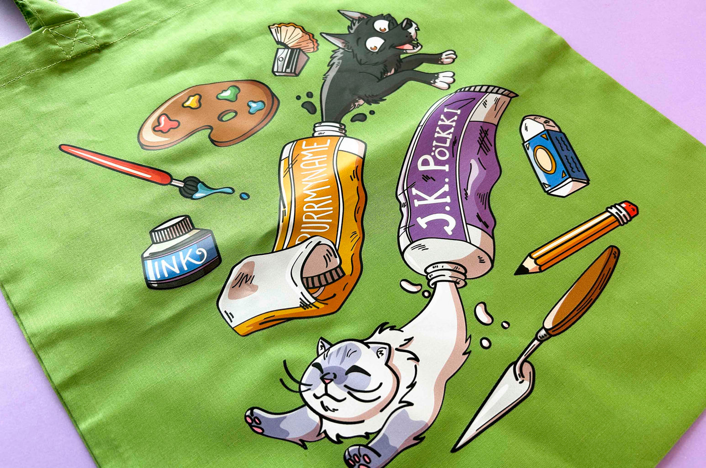 Hauskat maalit kangaskassi - PurrMyName x J. K. Pölkki Tuote
