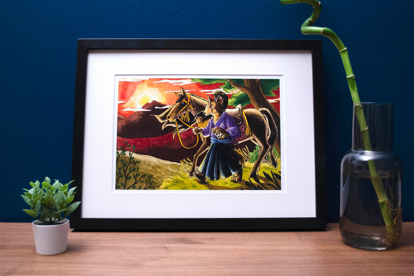 Samurai and His Horse - A4 Taideprintti