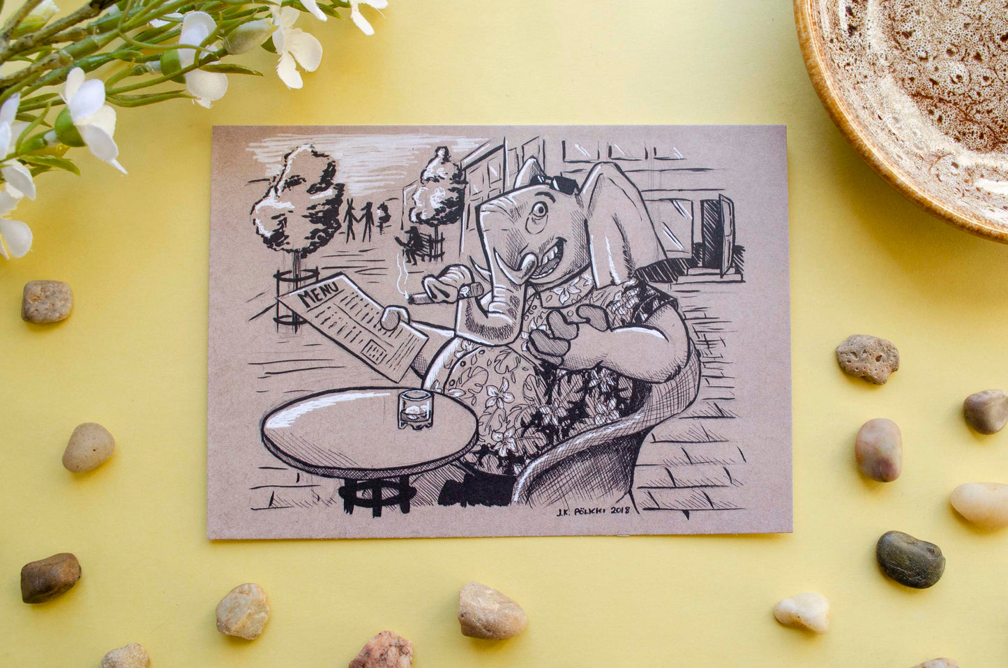 Norsu lomalla - Postikortti