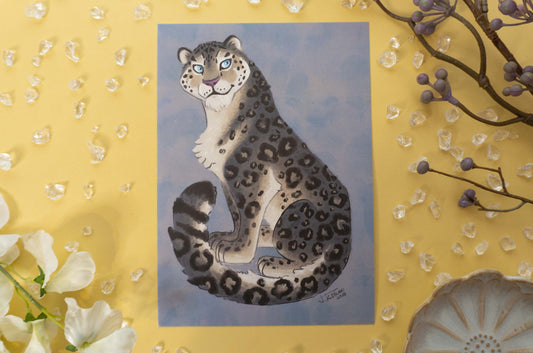 Lumileopardi - A5 Taideprintti
