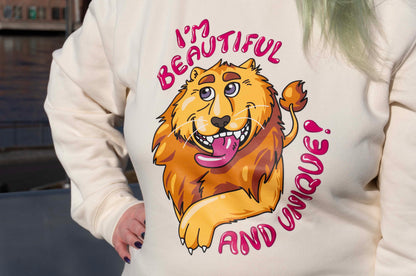 I'm Beautiful and Unique! - Leijona Collegepaita ja Inspiration Tarrabundle - ENNAKKOMYYNTI