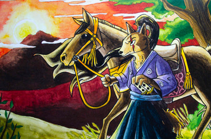 Samurai and His Horse - Taideprintti